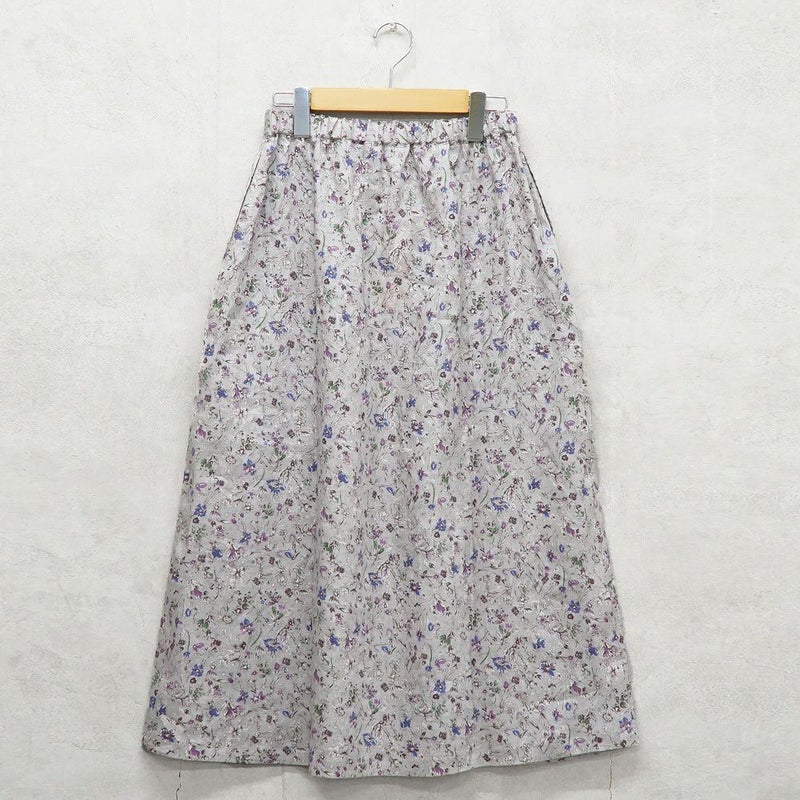 Branch m‘.,ブランチエム,ナチュラル,30代,40代,50代,60代,リネン,ゆったり,skirt,スカート,リネンスカート,タックスカート,花柄,花柄スカート,花柄プリント,