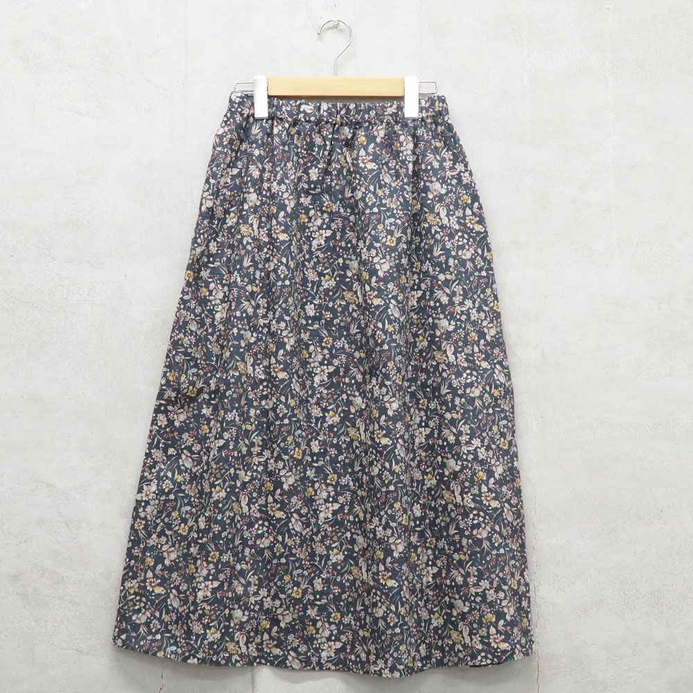 Branch m‘.,ブランチエム,ナチュラル,30代,40代,50代,60代,リネン,ゆったり,skirt,スカート,リネンスカート,タックスカート,花柄,花柄スカート,花柄プリント,