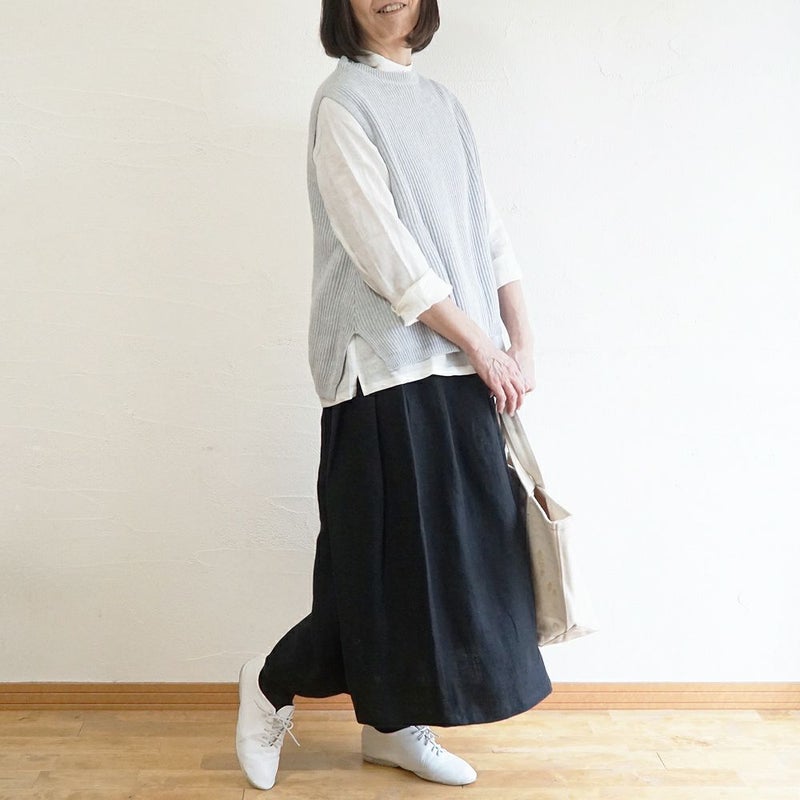 Branch m‘.,ブランチエム,ナチュラル,30代,40代,50代,60代,コットン,ゆったり, ニット,コットンニット,綿,綿ニット,ニットベスト,ベスト,