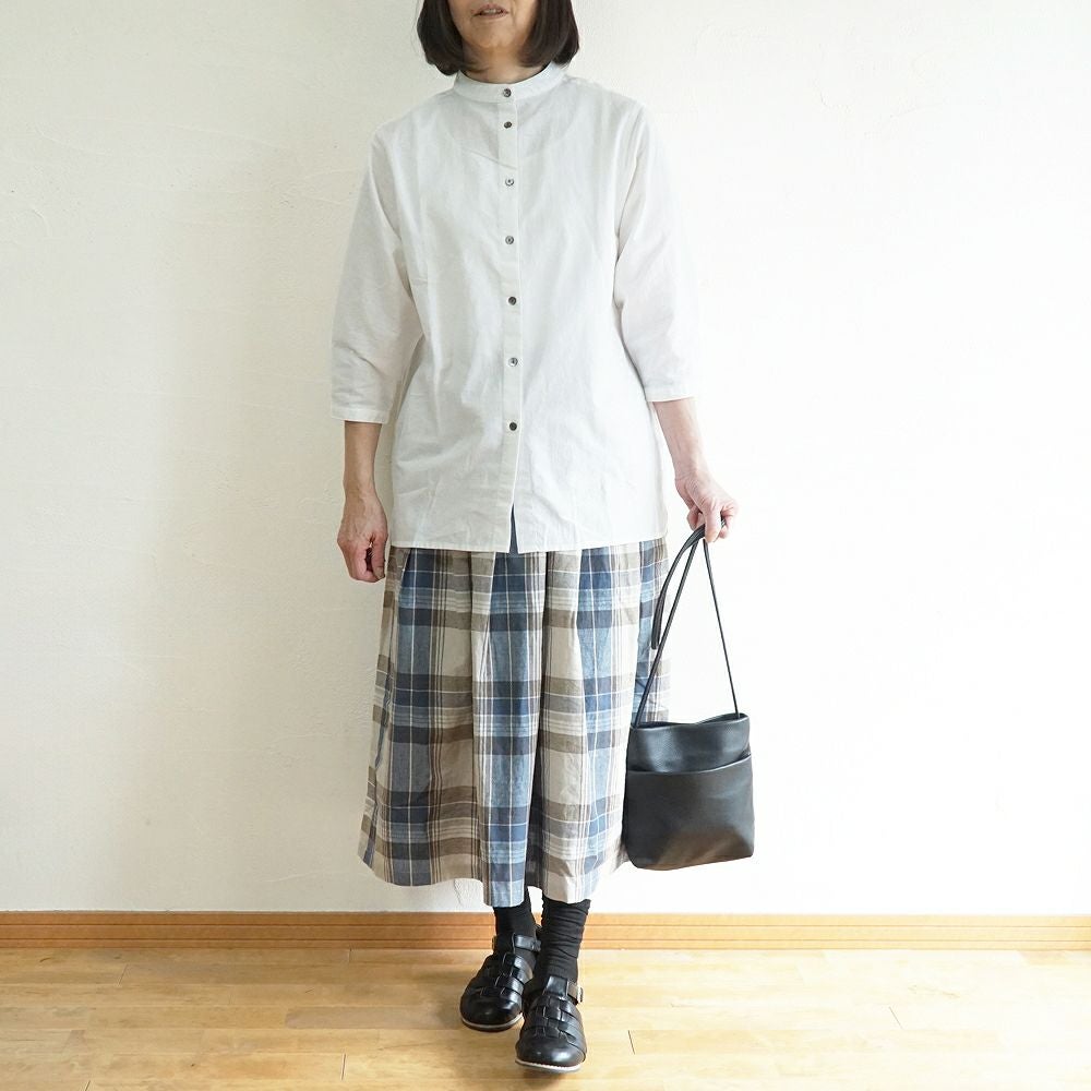 Branch m‘.,ブランチエム,ナチュラル,30代,40代,50代,60代,コットン,ゆったり,コットンリネン,skirt,スカート,タックスカート,チェックスカート,チェック,チェック柄,