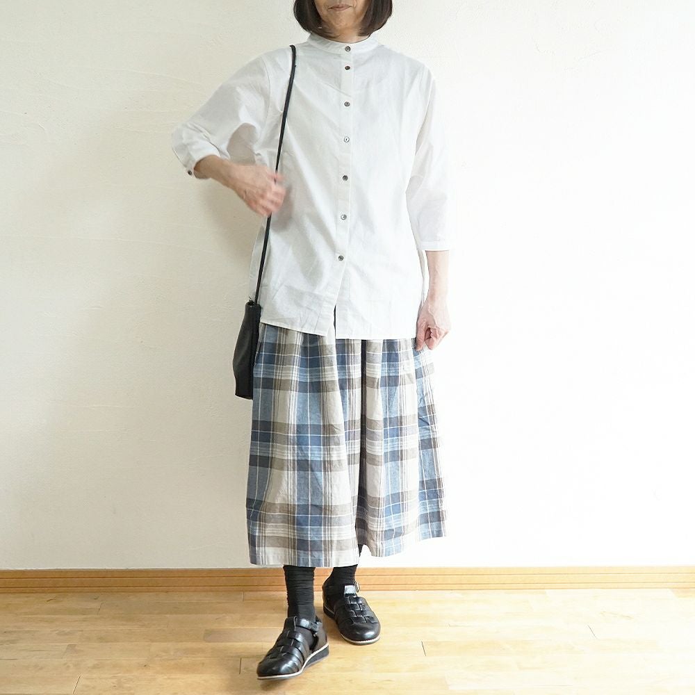 Branch m‘.,ブランチエム,ナチュラル,30代,40代,50代,60代,コットン,ゆったり,コットンリネン,skirt,スカート,タックスカート,チェックスカート,チェック,チェック柄,