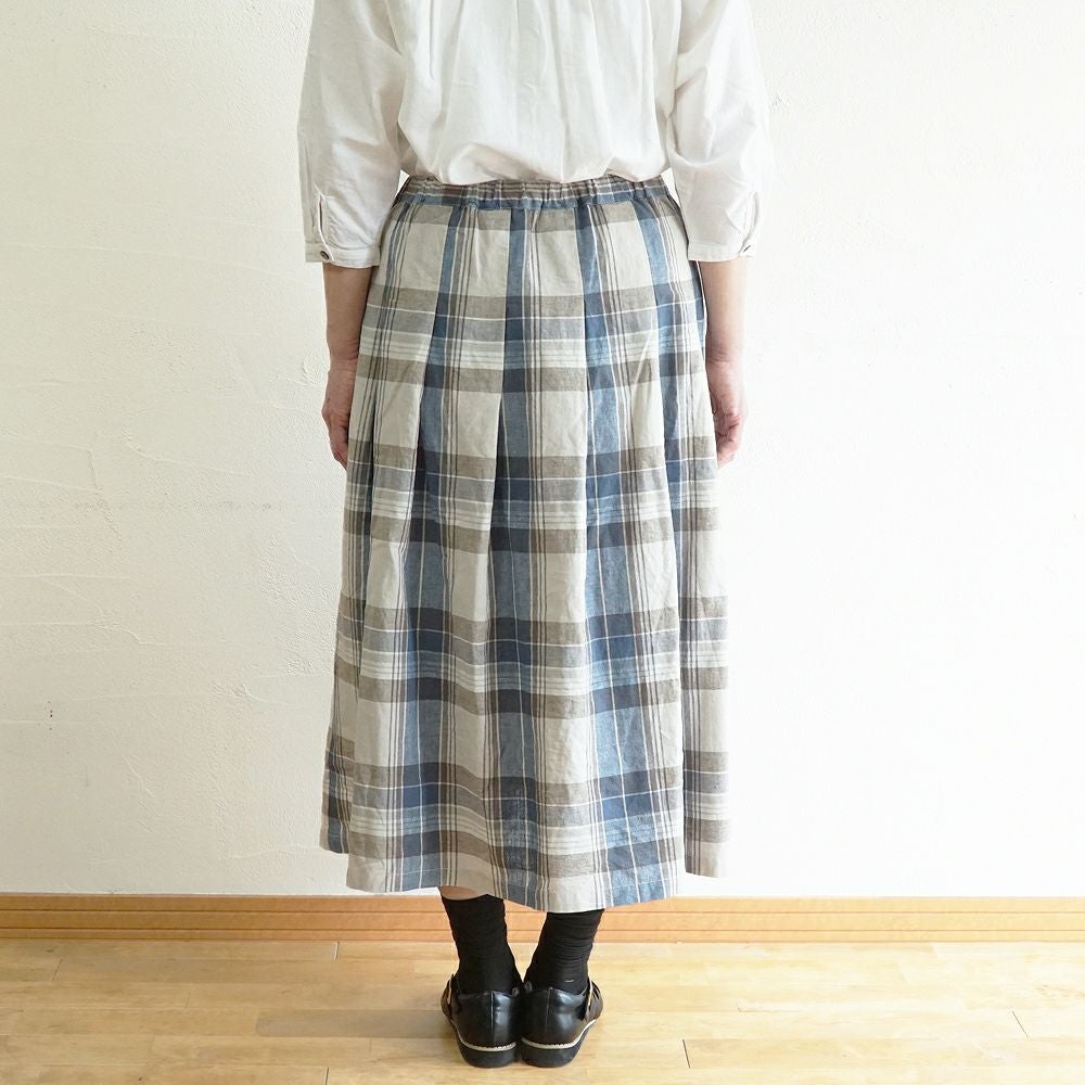 Branch m‘.,ブランチエム,ナチュラル,30代,40代,50代,60代,コットン,ゆったり,コットンリネン,skirt,スカート,タックスカート,チェックスカート,チェック,チェック柄,