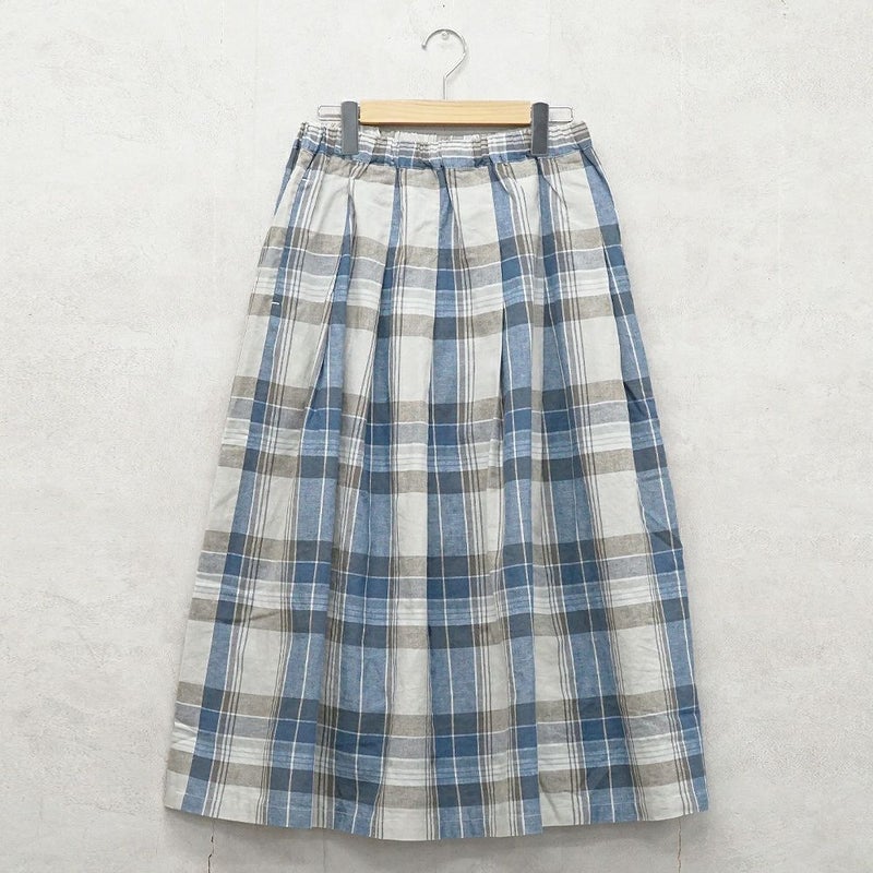 Branch m‘.,ブランチエム,ナチュラル,30代,40代,50代,60代,コットン,ゆったり,コットンリネン,skirt,スカート,タックスカート,チェックスカート,チェック,チェック柄,