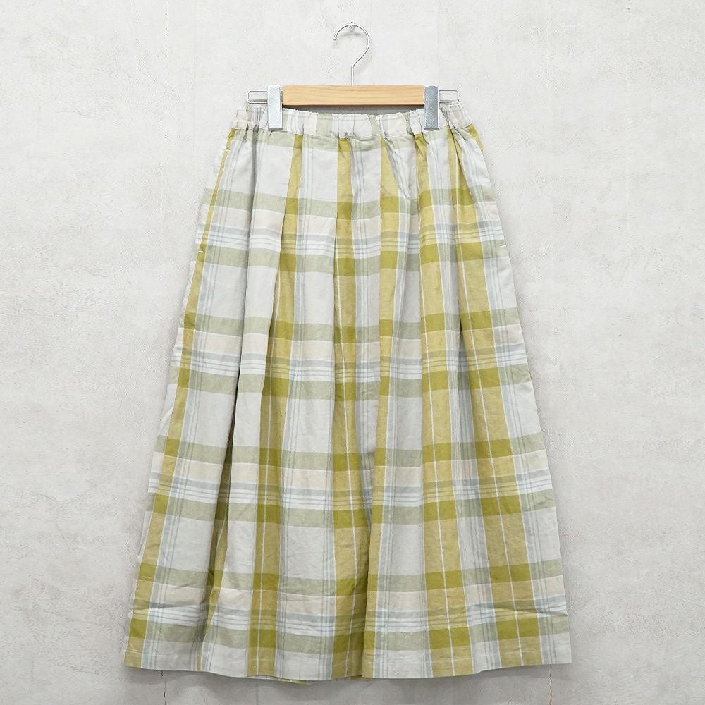 Branch m‘.,ブランチエム,ナチュラル,30代,40代,50代,60代,コットン,ゆったり,コットンリネン,skirt,スカート,タックスカート,チェックスカート,チェック,チェック柄,