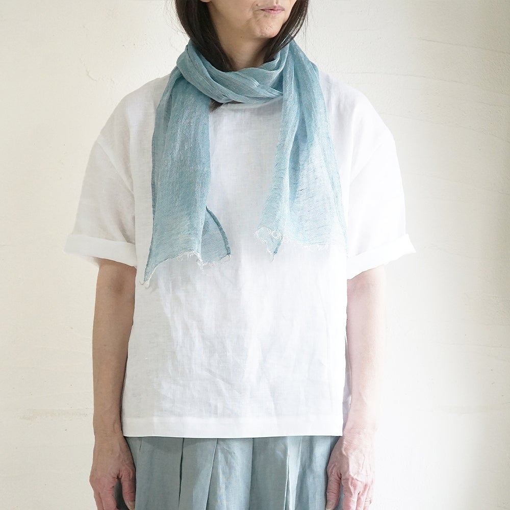 メゾンドバカンス 21SS リネンストール Linen Stole 水色 MAISON DE VACANCES/メゾン ド バカンス】 STOLE（ストール）｜L