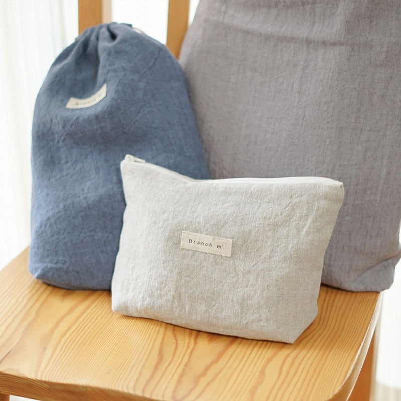 Branch m‘.,ブランチエム,ナチュラル,30代,40代,50代,60代,リネン,ゆったり,ポーチ,リネンポーチ,ファスナーポーチ,トラベルグッズ,トラベル,トラベルポーチ,