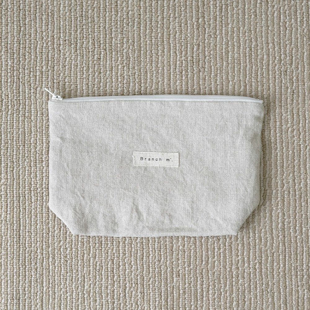 Branch m‘.,ブランチエム,ナチュラル,30代,40代,50代,60代,リネン,ゆったり,ポーチ,リネンポーチ,ファスナーポーチ,トラベルグッズ,トラベル,トラベルポーチ,