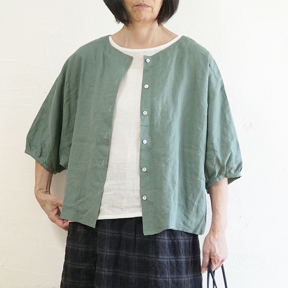 Branch m‘.,ブランチエム,ナチュラル,30代,40代,50代,60代,リネン,ゆったり,ブラウス,リネンブラウス,ドルマンブラウス,ドルマン,ドルマンシルエット,クルーネック,クルーネックブラウス,羽織, 