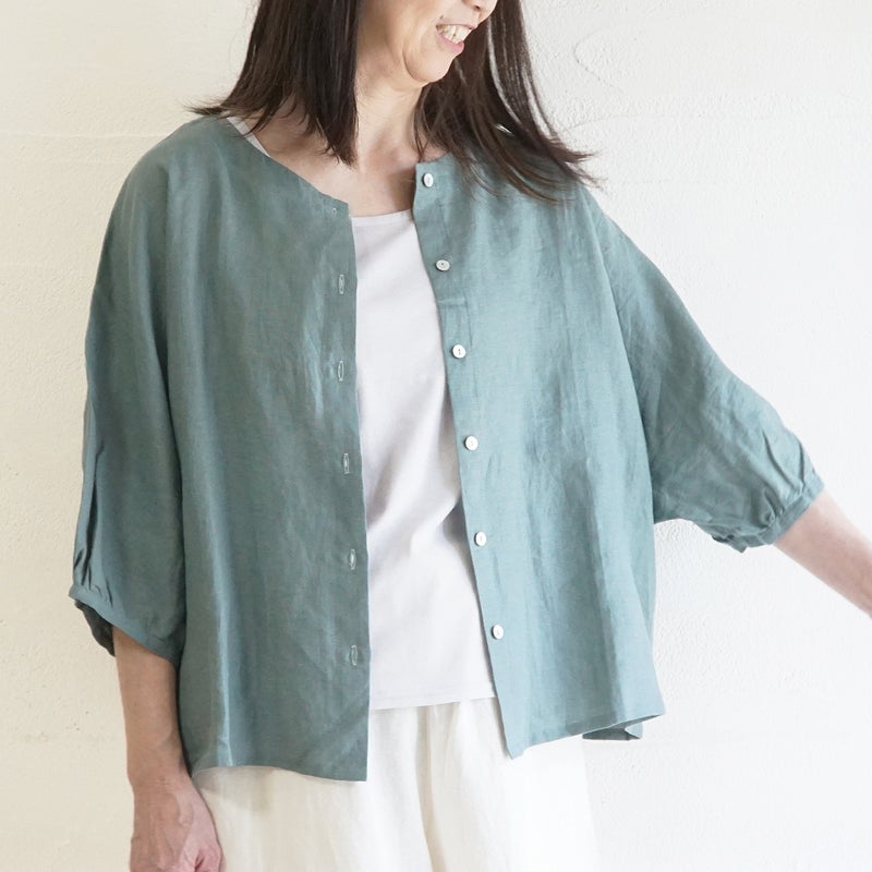 Branch m‘.,ブランチエム,ナチュラル,30代,40代,50代,60代,リネン,ゆったり,ブラウス,リネンブラウス,ドルマンブラウス,ドルマン,ドルマンシルエット,クルーネック,クルーネックブラウス,羽織, 