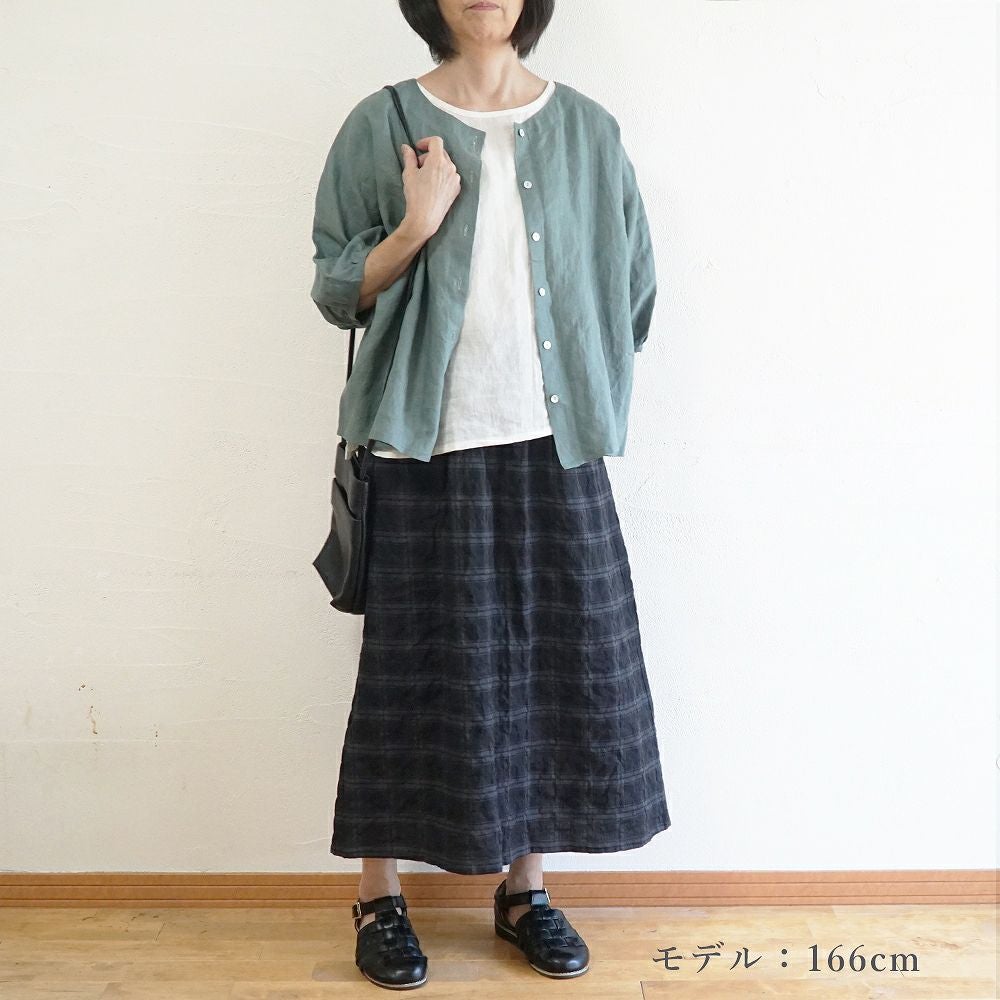 Branch m‘.,ブランチエム,ナチュラル,30代,40代,50代,60代,リネン,ゆったり,ブラウス,リネンブラウス,ドルマンブラウス,ドルマン,ドルマンシルエット,クルーネック,クルーネックブラウス,羽織, 