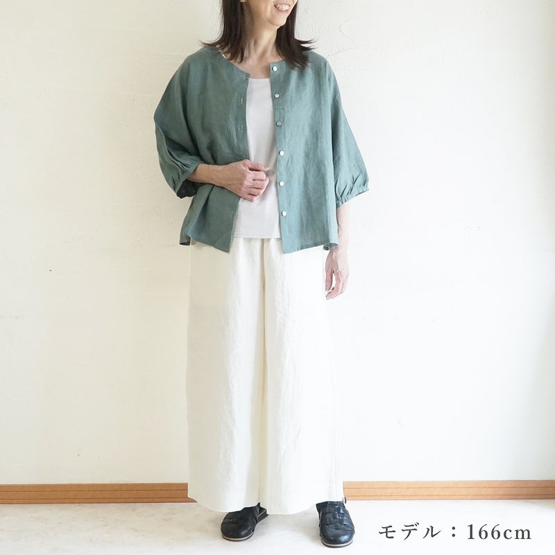 Branch m‘.,ブランチエム,ナチュラル,30代,40代,50代,60代,リネン,ゆったり,ブラウス,リネンブラウス,ドルマンブラウス,ドルマン,ドルマンシルエット,クルーネック,クルーネックブラウス,羽織, 