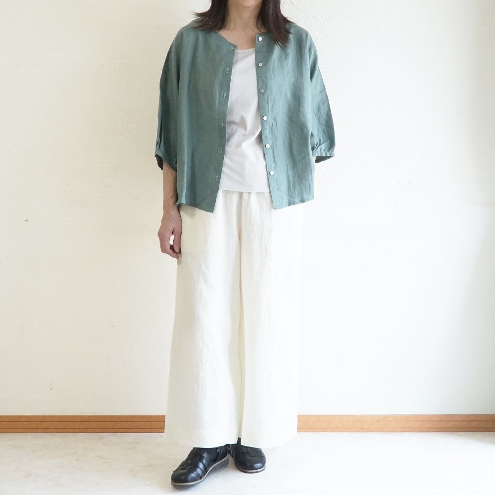 Branch m‘.,ブランチエム,ナチュラル,30代,40代,50代,60代,リネン,ゆったり,ブラウス,リネンブラウス,ドルマンブラウス,ドルマン,ドルマンシルエット,クルーネック,クルーネックブラウス,羽織, 