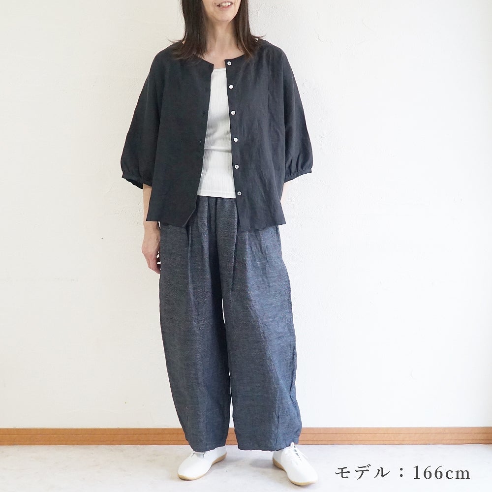 Branch m‘.,ブランチエム,ナチュラル,30代,40代,50代,60代,リネン,ゆったり,ブラウス,リネンブラウス,ドルマンブラウス,ドルマン,ドルマンシルエット,クルーネック,クルーネックブラウス,羽織, 