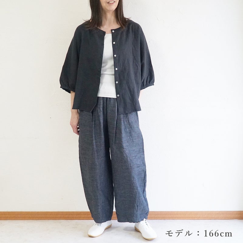 Branch m‘.,ブランチエム,ナチュラル,30代,40代,50代,60代,リネン,ゆったり,ブラウス,リネンブラウス,ドルマンブラウス,ドルマン,ドルマンシルエット,クルーネック,クルーネックブラウス,羽織, 