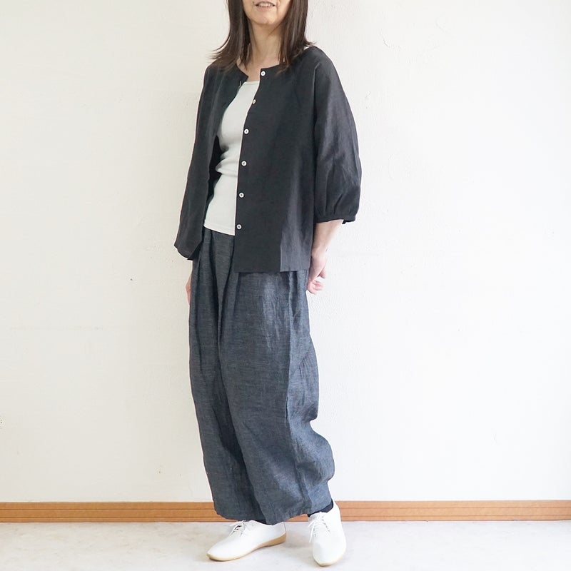 Branch m‘.,ブランチエム,ナチュラル,30代,40代,50代,60代,リネン,ゆったり,ブラウス,リネンブラウス,ドルマンブラウス,ドルマン,ドルマンシルエット,クルーネック,クルーネックブラウス,羽織, 