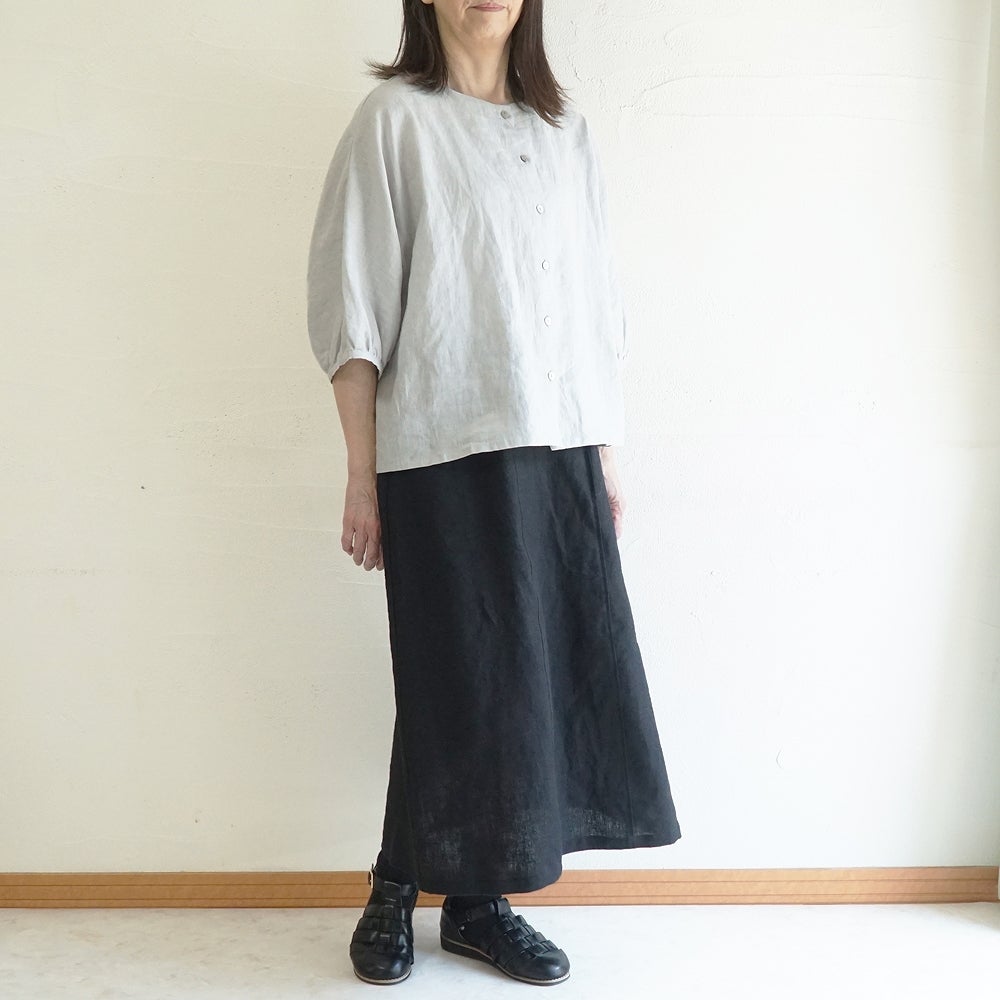 Branch m‘.,ブランチエム,ナチュラル,30代,40代,50代,60代,リネン,ゆったり,ブラウス,リネンブラウス,ドルマンブラウス,ドルマン,ドルマンシルエット,クルーネック,クルーネックブラウス,羽織, 