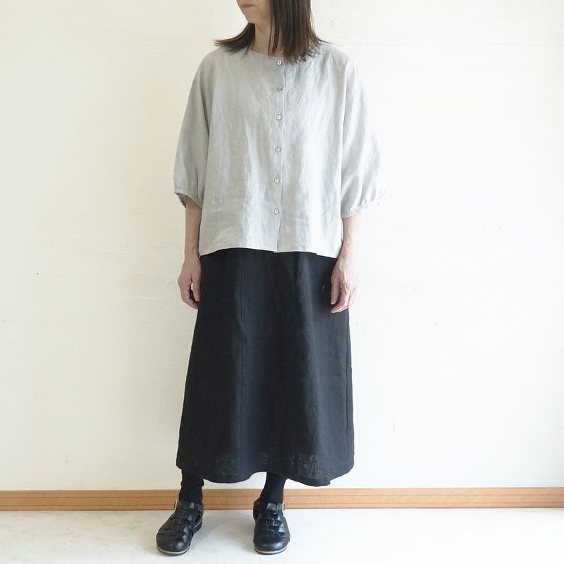 Branch m‘.,ブランチエム,ナチュラル,30代,40代,50代,60代,リネン,ゆったり,ブラウス,リネンブラウス,ドルマンブラウス,ドルマン,ドルマンシルエット,クルーネック,クルーネックブラウス,羽織, 