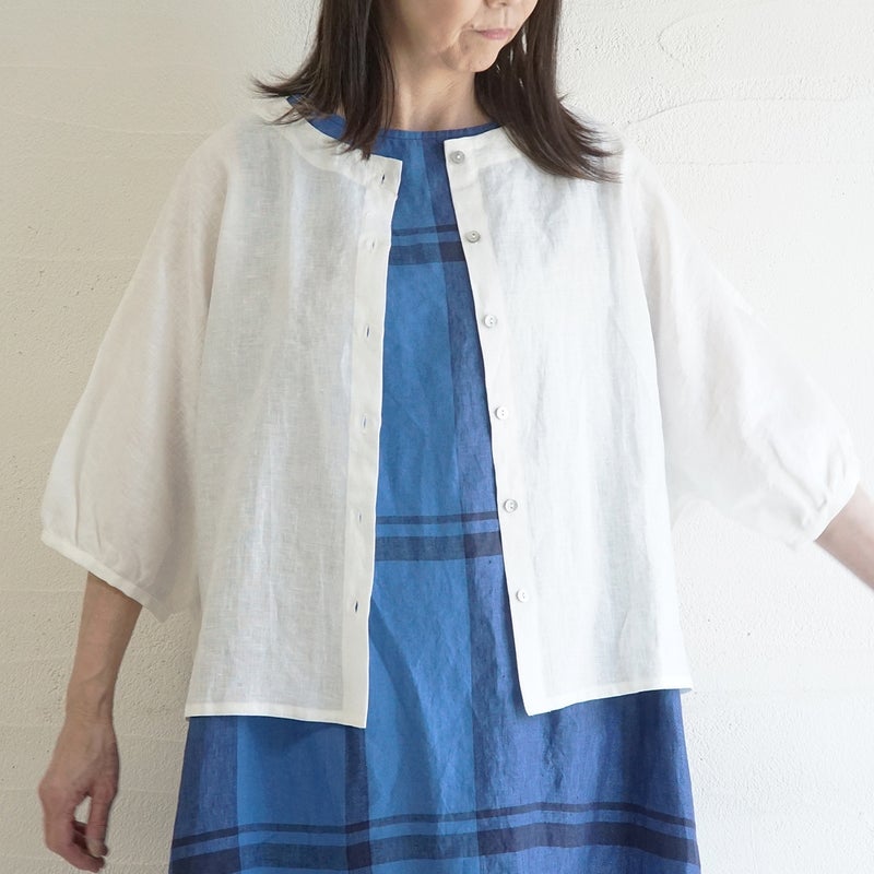Branch m‘.,ブランチエム,ナチュラル,30代,40代,50代,60代,リネン,ゆったり,ブラウス,リネンブラウス,ドルマンブラウス,ドルマン,ドルマンシルエット,クルーネック,クルーネックブラウス,羽織, 