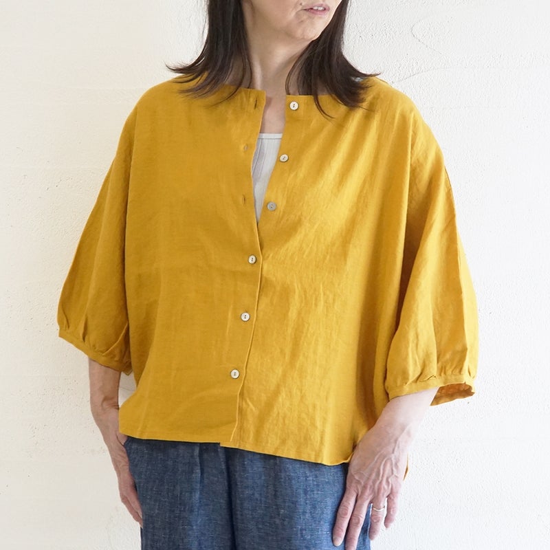 Branch m‘.,ブランチエム,ナチュラル,30代,40代,50代,60代,リネン,ゆったり,ブラウス,リネンブラウス,ドルマンブラウス,ドルマン,ドルマンシルエット,クルーネック,クルーネックブラウス,羽織, 