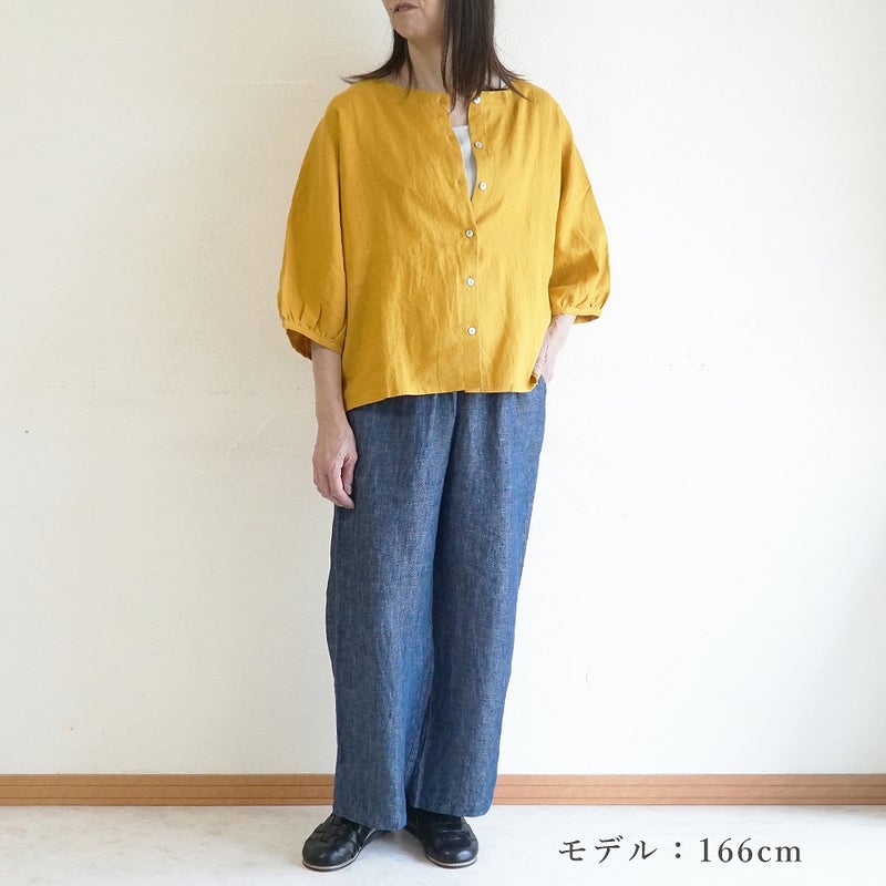 Branch m‘.,ブランチエム,ナチュラル,30代,40代,50代,60代,リネン,ゆったり,ブラウス,リネンブラウス,ドルマンブラウス,ドルマン,ドルマンシルエット,クルーネック,クルーネックブラウス,羽織, 