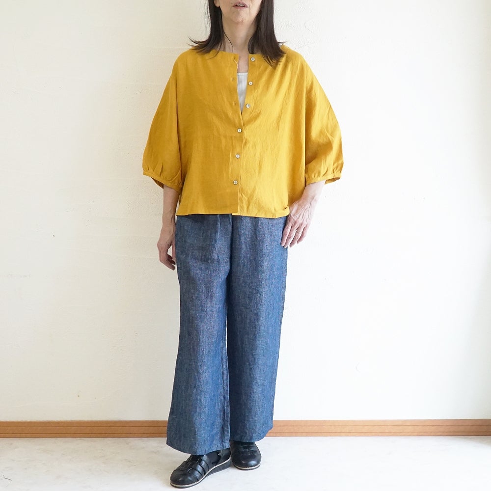 Branch m‘.,ブランチエム,ナチュラル,30代,40代,50代,60代,リネン,ゆったり,ブラウス,リネンブラウス,ドルマンブラウス,ドルマン,ドルマンシルエット,クルーネック,クルーネックブラウス,羽織, 