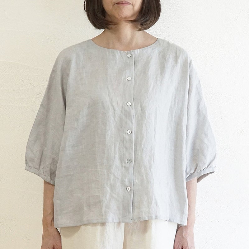 Branch m‘.,ブランチエム,ナチュラル,30代,40代,50代,60代,リネン,ゆったり,ブラウス,リネンブラウス,ドルマンブラウス,ドルマン,ドルマンシルエット,クルーネック,クルーネックブラウス,羽織, 