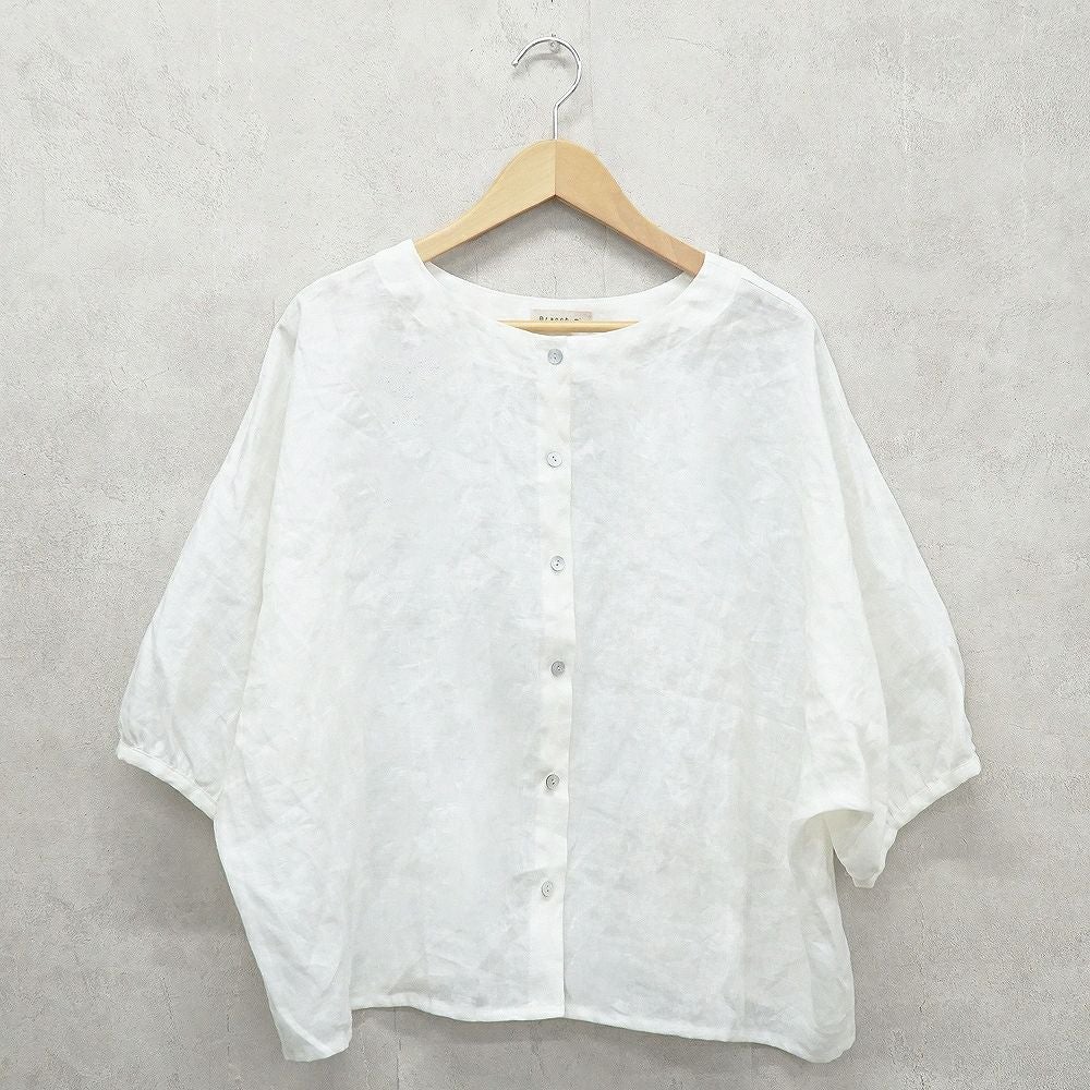 Branch m‘.,ブランチエム,ナチュラル,30代,40代,50代,60代,リネン,ゆったり,ブラウス,リネンブラウス,ドルマンブラウス,ドルマン,ドルマンシルエット,クルーネック,クルーネックブラウス,羽織, 