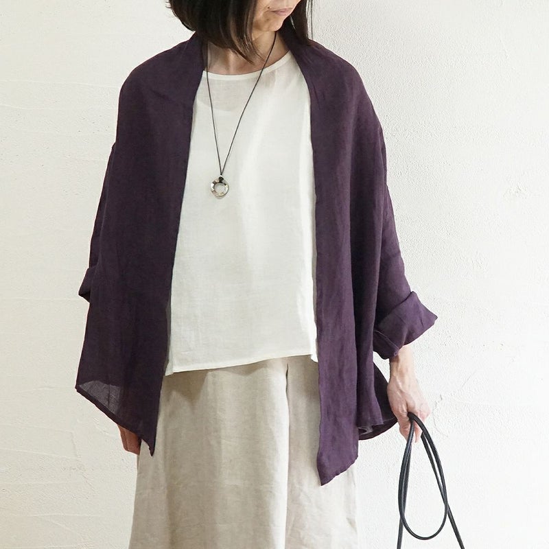 Branch m‘.,ブランチエム,ナチュラル,30代,40代,50代,60代,リネン,ゆったり,カーディガン,ショール,リネンカーデ,リネンカーディガン,リネンショール,ショールカーディガン,ストールカーディガン,紫外線対策,冷房対策
