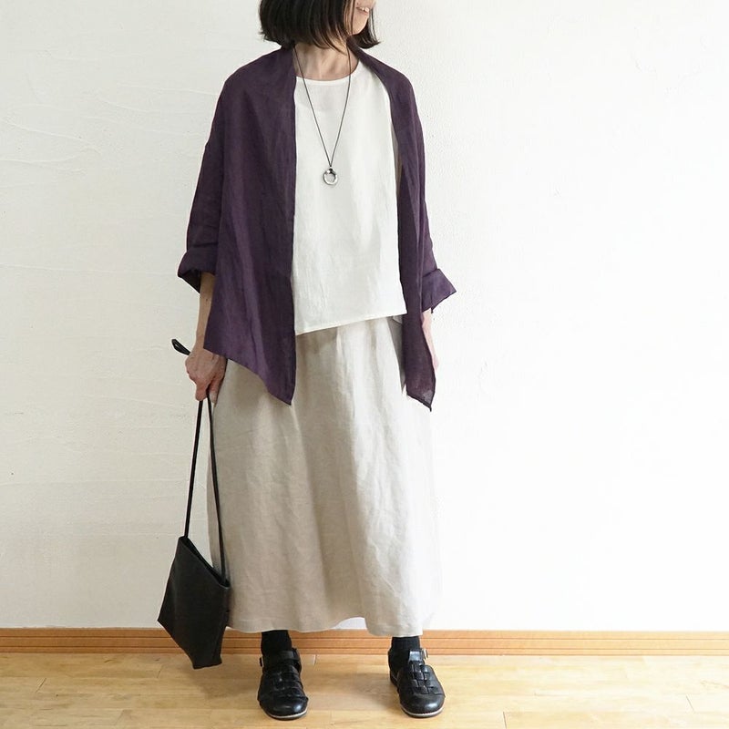 Branch m‘.,ブランチエム,ナチュラル,30代,40代,50代,60代,リネン,ゆったり,カーディガン,ショール,リネンカーデ,リネンカーディガン,リネンショール,ショールカーディガン,ストールカーディガン,紫外線対策,冷房対策