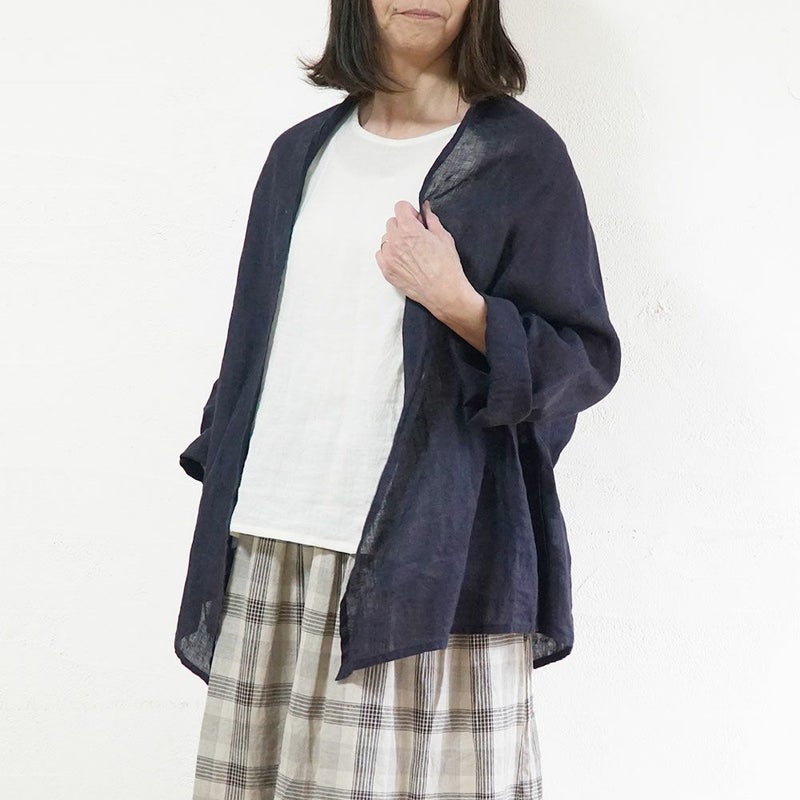 Branch m‘.,ブランチエム,ナチュラル,30代,40代,50代,60代,リネン,ゆったり,カーディガン,ショール,リネンカーデ,リネンカーディガン,リネンショール,ショールカーディガン,ストールカーディガン,紫外線対策,冷房対策