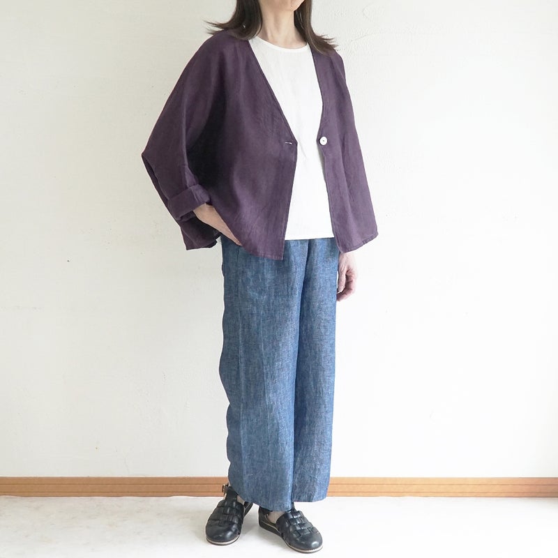 Branch m‘.,ブランチエム,ナチュラル,30代,40代,50代,60代,リネン,ゆったり,カーディガン,ボレロ,リネンカーデ,リネンカーディガン,リネンボレロ,ボレロカーディガン,紫外線対策,冷房対策