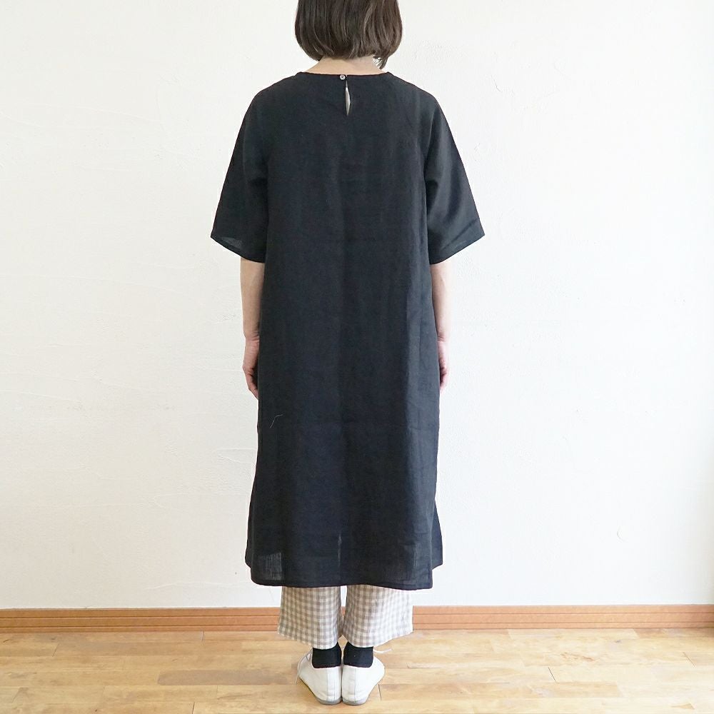Branch m‘.,ブランチエム,ナチュラル,30代,40代,50代,60代,リネン,ゆったり,ワンピース,リネンワンピース,夏,5分袖,5分袖ワンピース,ラグランスリーブ,