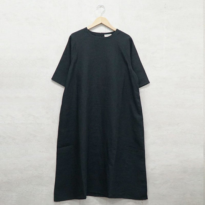 Branch m‘.,ブランチエム,ナチュラル,30代,40代,50代,60代,リネン,ゆったり,ワンピース,リネンワンピース,夏,5分袖,5分袖ワンピース,ラグランスリーブ,
