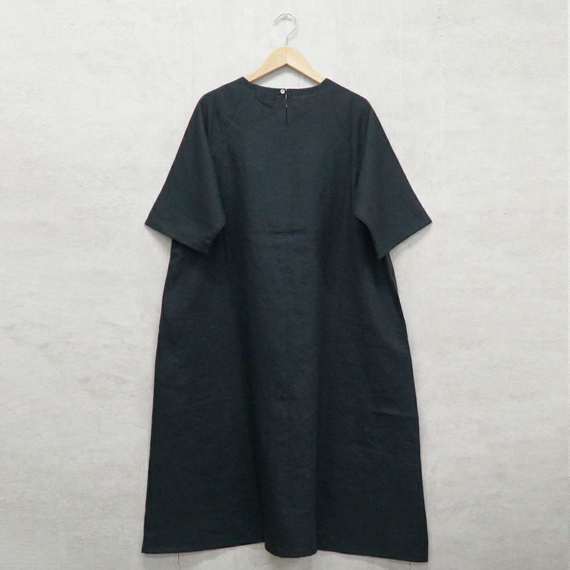 Branch m‘.,ブランチエム,ナチュラル,30代,40代,50代,60代,リネン,ゆったり,ワンピース,リネンワンピース,夏,5分袖,5分袖ワンピース,ラグランスリーブ,