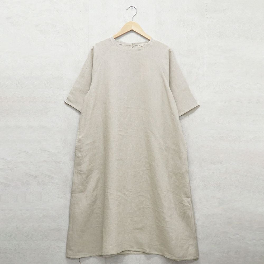 Branch m‘.,ブランチエム,ナチュラル,30代,40代,50代,60代,リネン,ゆったり,ワンピース,リネンワンピース,夏,5分袖,5分袖ワンピース,ラグランスリーブ,