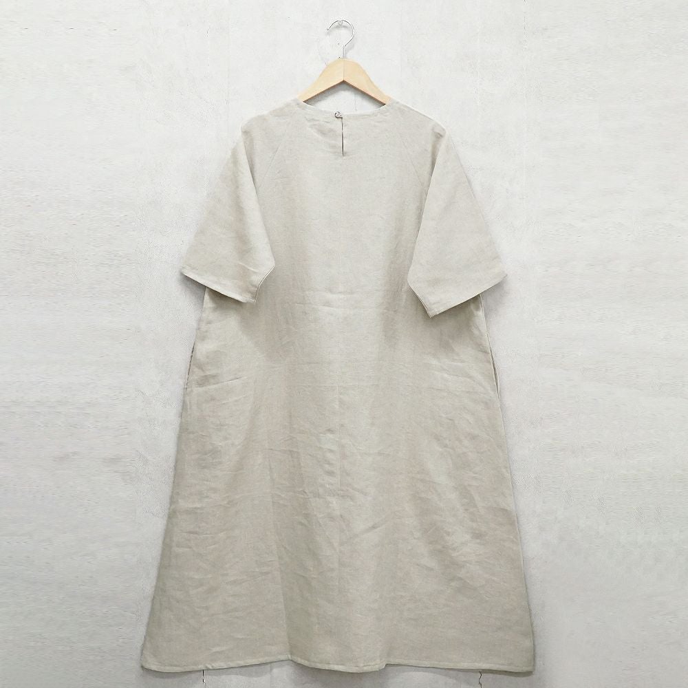 Branch m‘.,ブランチエム,ナチュラル,30代,40代,50代,60代,リネン,ゆったり,ワンピース,リネンワンピース,夏,5分袖,5分袖ワンピース,ラグランスリーブ,