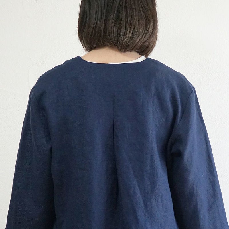 Branch m‘.,ブランチエム,ナチュラル,30代,40代,50代,60代,リネン,ゆったり,ジャケット,リネンジャケット,Vネック、Vネックジャケット,ノーカラージャケット,ショート丈,ショートジャケット,フォーマル,オケージョン,セットアップ