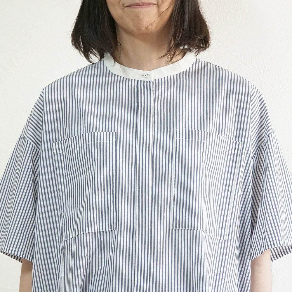Branch m‘.,ブランチエム,ナチュラル,30代,40代,50代,60代,コットン,ゆったり,半袖ワンピース,ワンピース,シャツワンピース,バンドカラー
