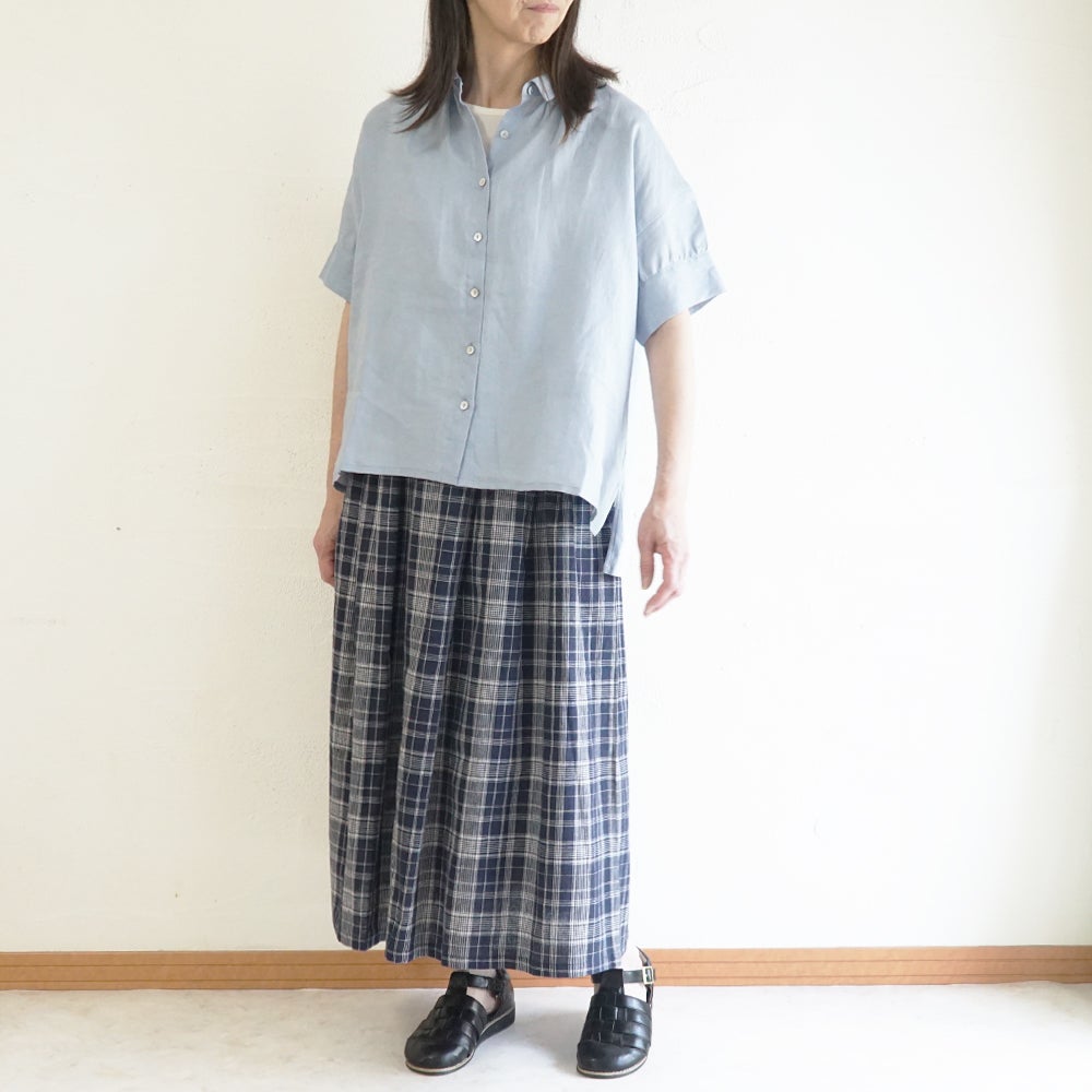 Branch m‘.,ブランチエム,ナチュラル,30代,40代,50代,60代,コットン,skirt,スカート,チェックスカート,フレアスカート,タックスカート
