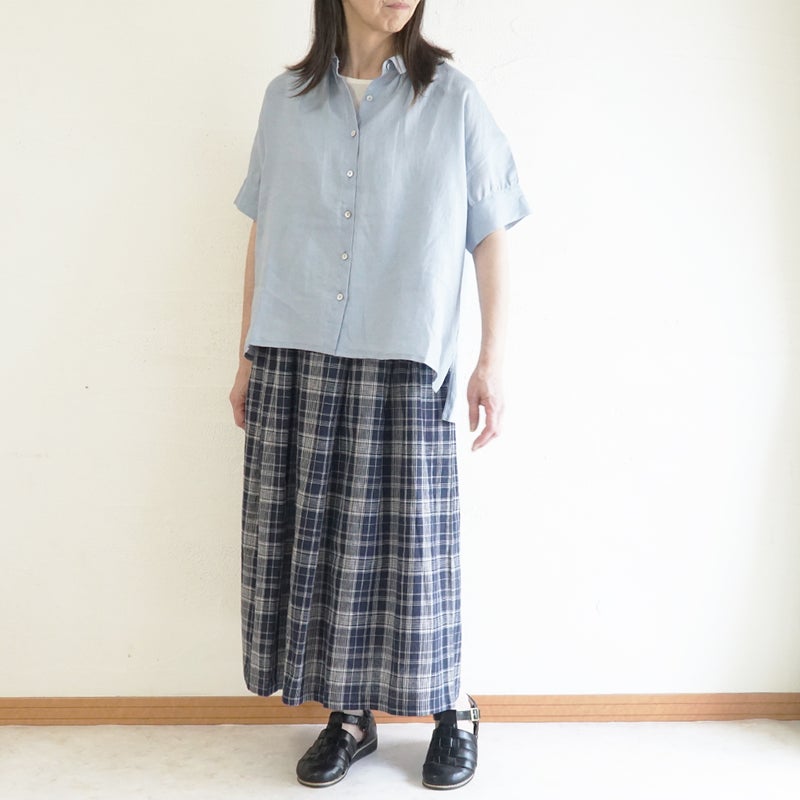 Branch m‘.,ブランチエム,ナチュラル,30代,40代,50代,60代,コットン,skirt,スカート,チェックスカート,フレアスカート,タックスカート