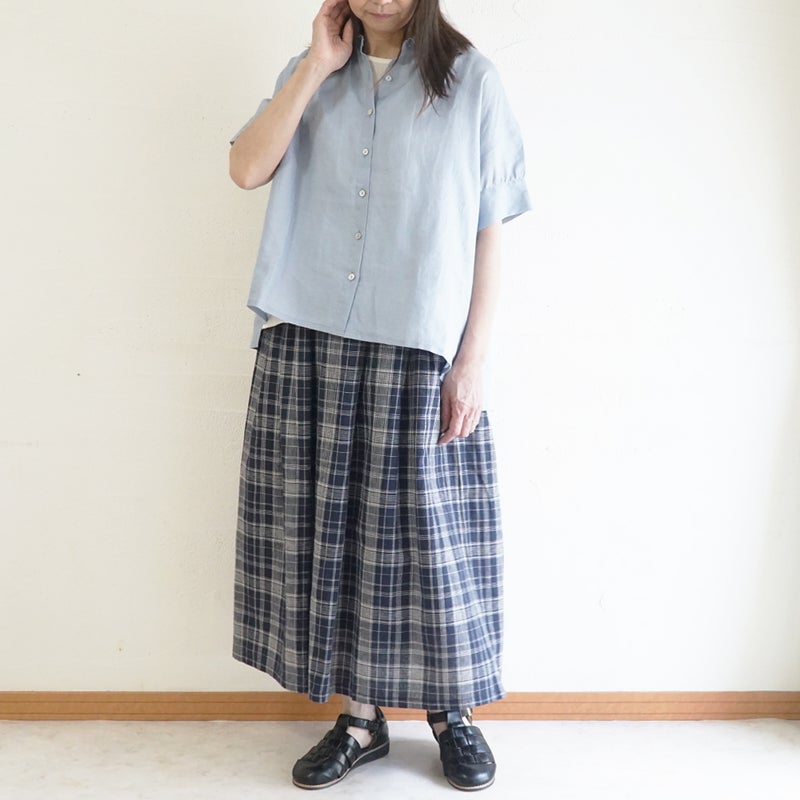 Branch m‘.,ブランチエム,ナチュラル,30代,40代,50代,60代,コットン,skirt,スカート,チェックスカート,フレアスカート,タックスカート