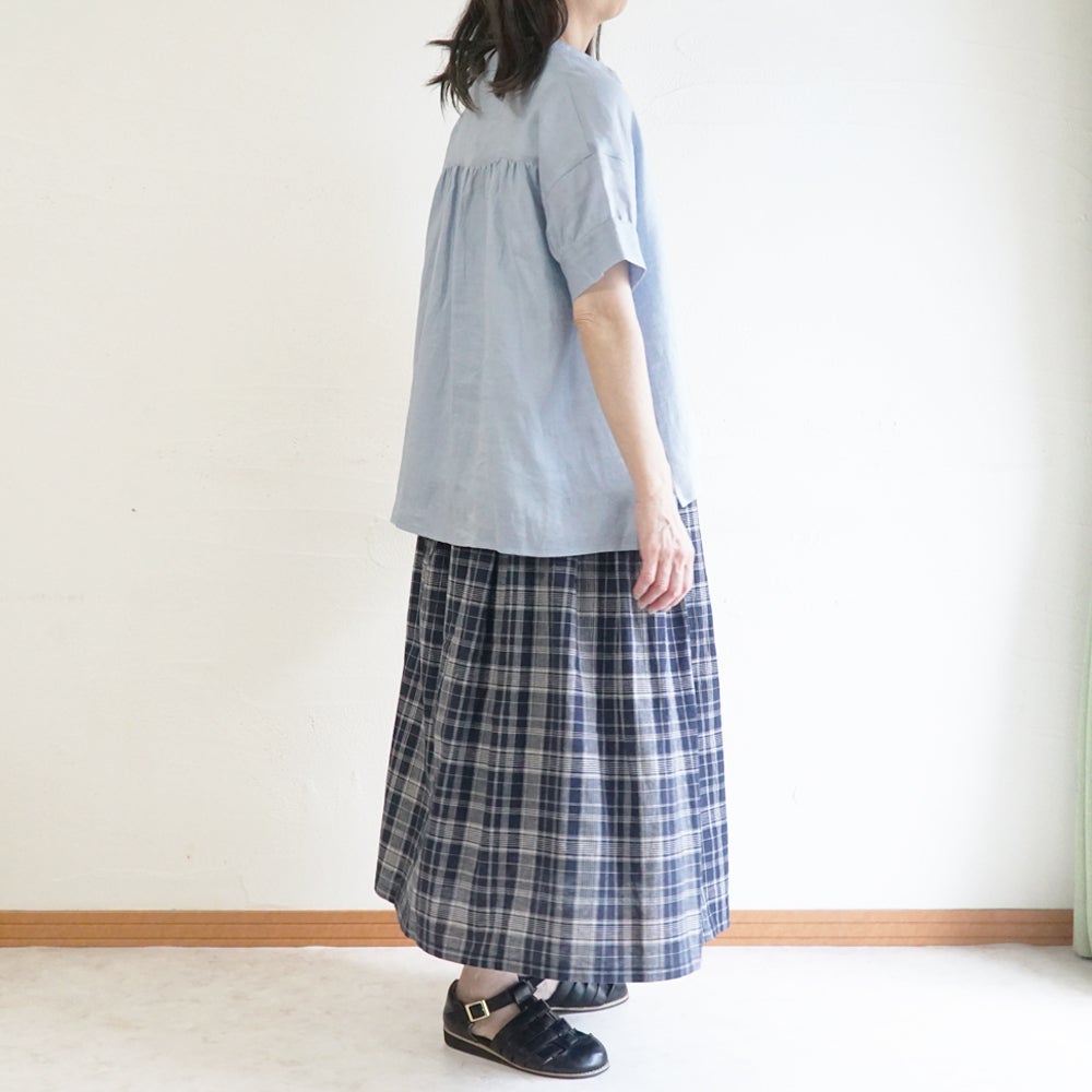 Branch m‘.,ブランチエム,ナチュラル,30代,40代,50代,60代,コットン,skirt,スカート,チェックスカート,フレアスカート,タックスカート