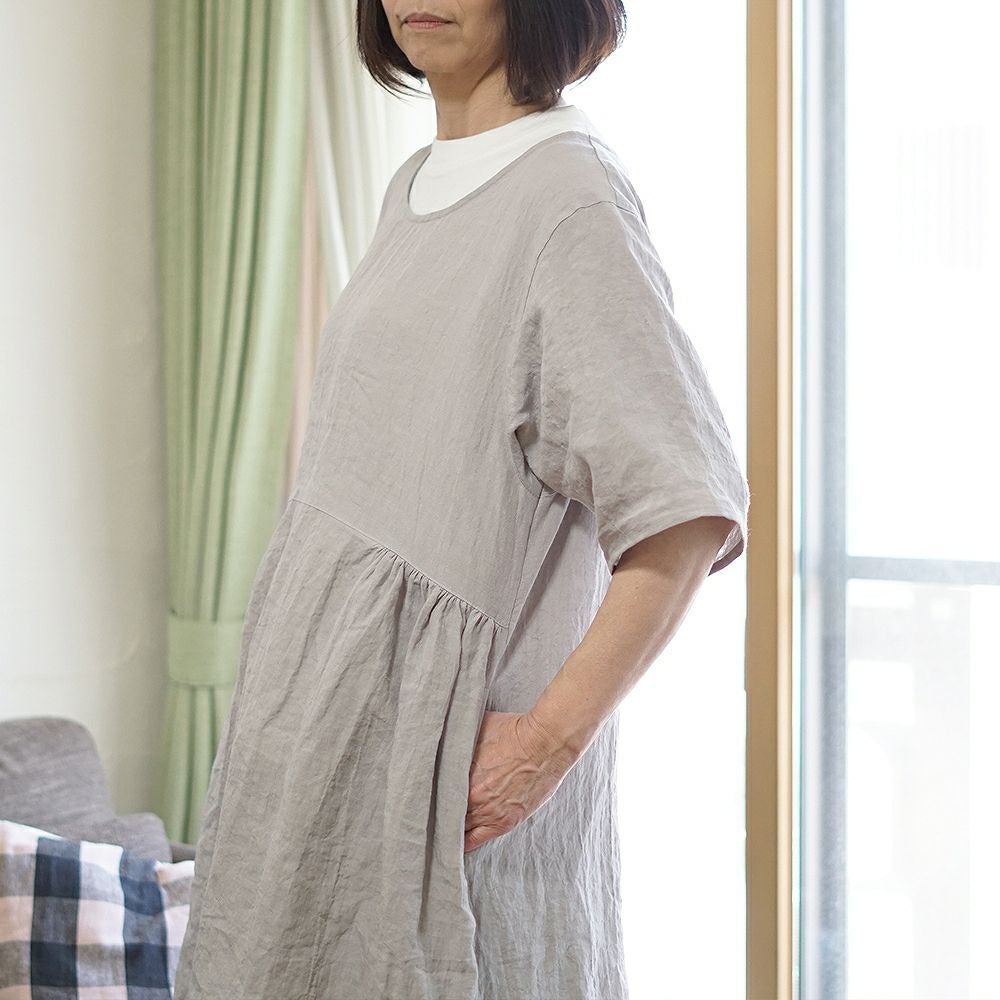 Branch m‘.,ブランチエム,ナチュラル,30代,40代,50代,60代,リネン,ゆったり,エプロン,リネンエプロン,ワンピースエプロン,エプロンワンピース,