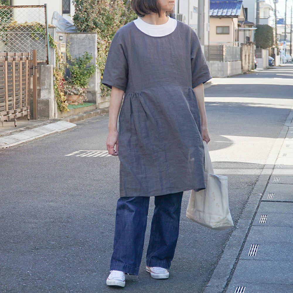 Branch m‘.,ブランチエム,ナチュラル,30代,40代,50代,60代,リネン,ゆったり,エプロン,リネンエプロン,ワンピースエプロン,エプロンワンピース,