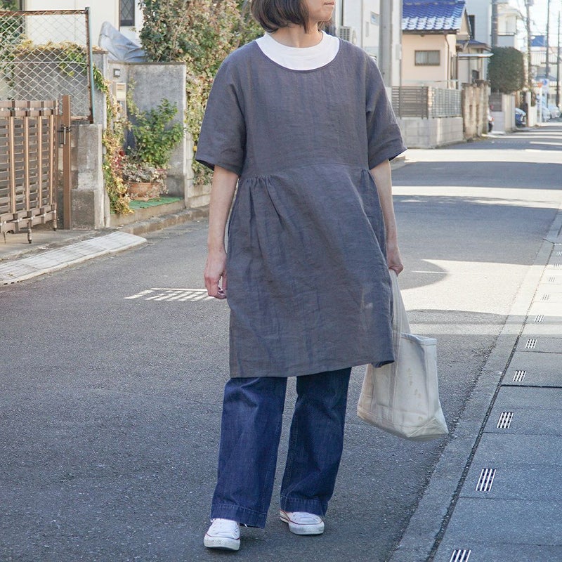 Branch m‘.,ブランチエム,ナチュラル,30代,40代,50代,60代,リネン,ゆったり,エプロン,リネンエプロン,ワンピースエプロン,エプロンワンピース,