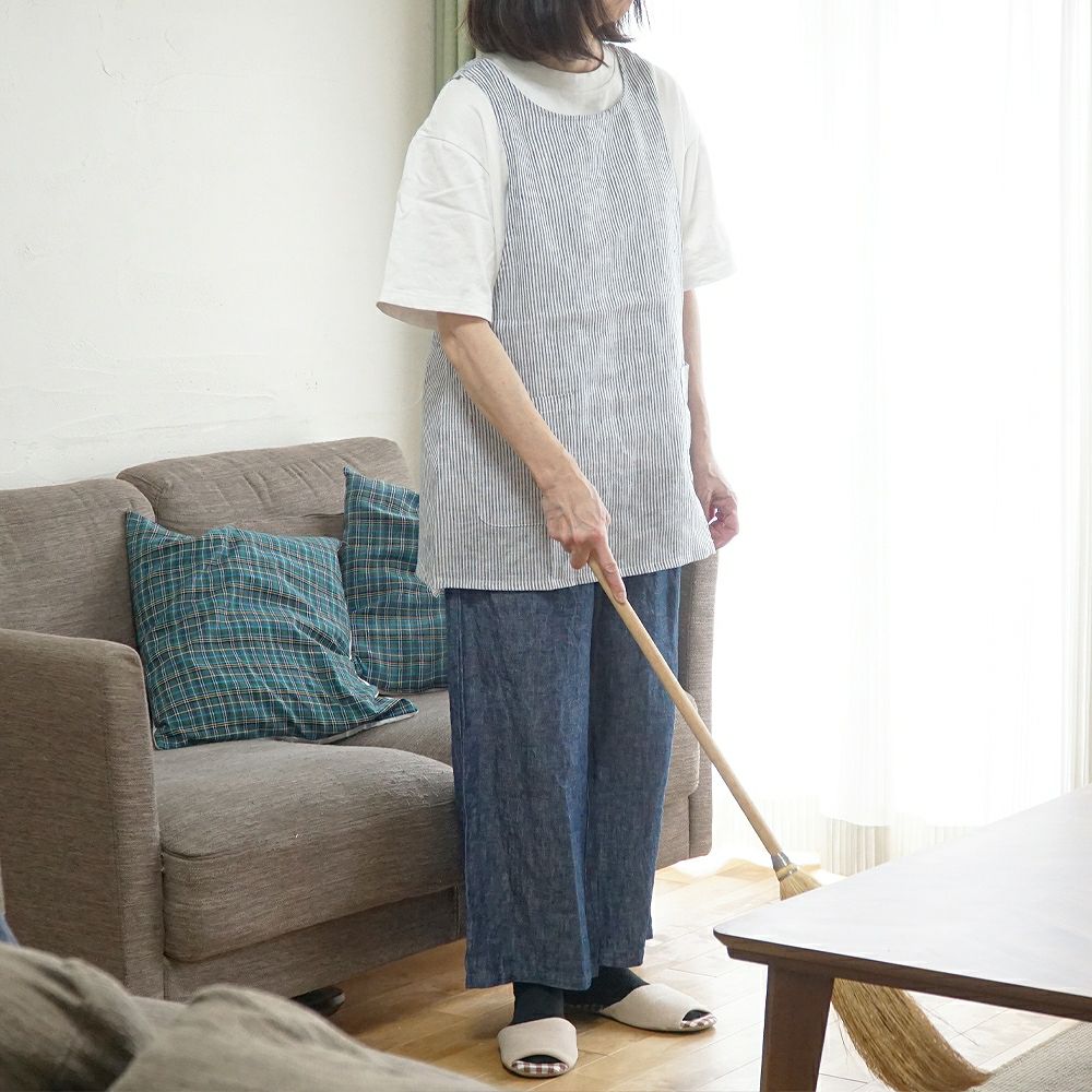 Branch m‘.,ブランチエム,ナチュラル,30代,40代,50代,60代,リネン,ゆったり,エプロン,リネンエプロン,ベスト,リネンベスト,ストライプ