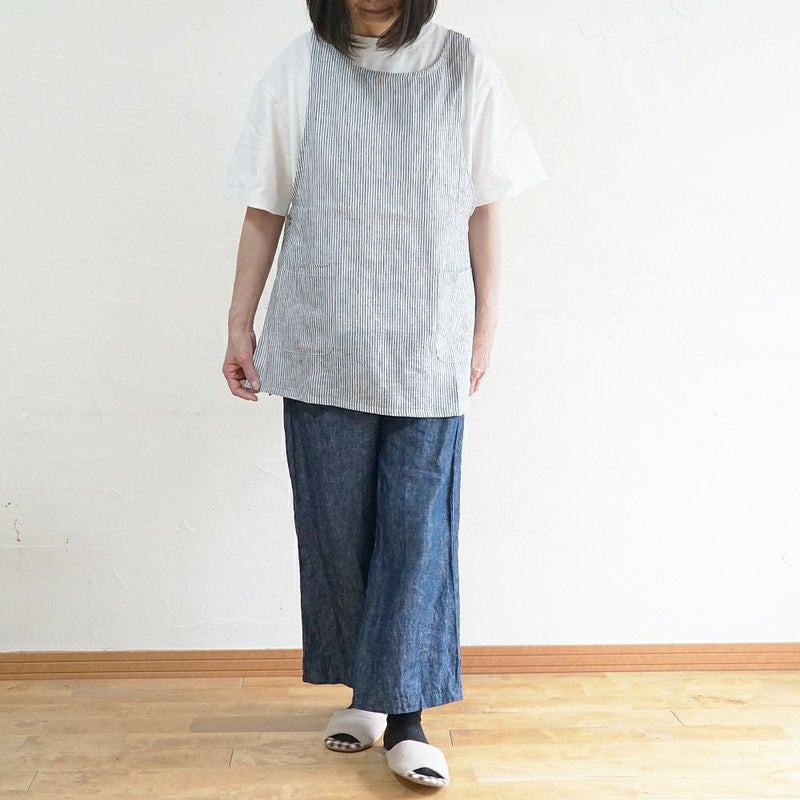 Branch m‘.,ブランチエム,ナチュラル,30代,40代,50代,60代,リネン,ゆったり,エプロン,リネンエプロン,ベスト,リネンベスト,ストライプ