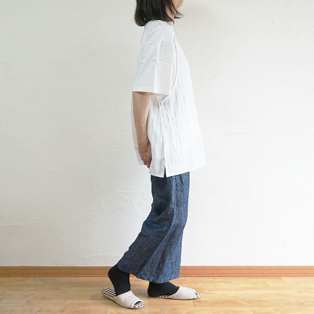 Branch m‘.,ブランチエム,ナチュラル,30代,40代,50代,60代,リネン,ゆったり,エプロン,リネンエプロン,ベスト,リネンベスト,ストライプ