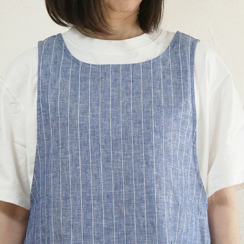 Branch m‘.,ブランチエム,ナチュラル,30代,40代,50代,60代,リネン,ゆったり,エプロン,リネンエプロン,ベスト,リネンベスト,ストライプ