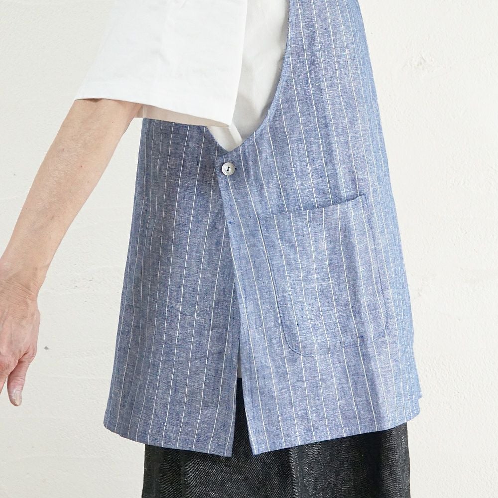Branch m‘.,ブランチエム,ナチュラル,30代,40代,50代,60代,リネン,ゆったり,エプロン,リネンエプロン,ベスト,リネンベスト,ストライプ